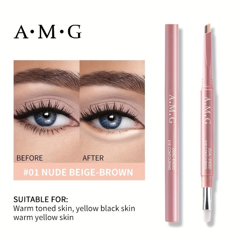 Dual-Ended Eyeshadow & Highlighter - Pink Brown Glitter Liquid Eyeliner for Beginners, Smooth Makeup Tool for Precise Eye Bag & Eye Enlargement