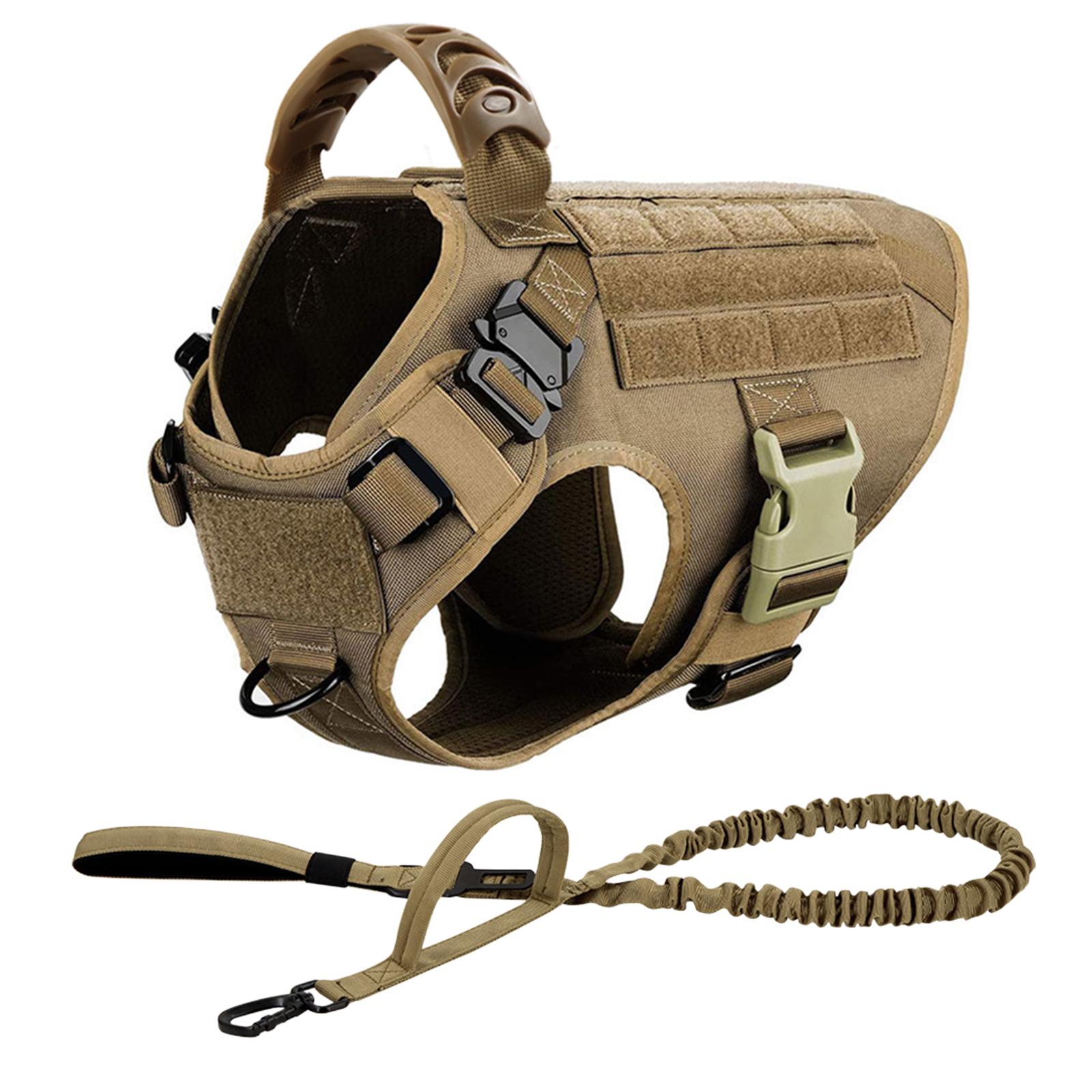 Tactisch Hondentuig Leash Set Voor Grote Honden Militaire Tuigen Voor Training Wandelen Jagen Huisdier Vest Handvat Geen Trekken Malinois (Dark Khaki,L)