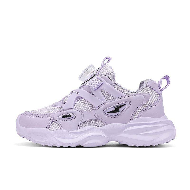 

Girls shoes 2025 spring and summer new children s sports shoes older children s mesh breathable running shoes boys spin button mesh shoes 32 фиолетовый