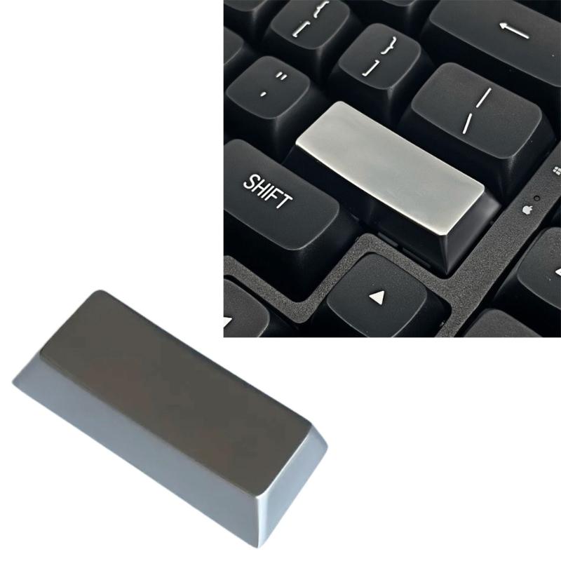 Original Height Zinc Alloy Keycap Silver Glossy 2.25U Keycap for Mechanical Keyboards Gamers and Programmers