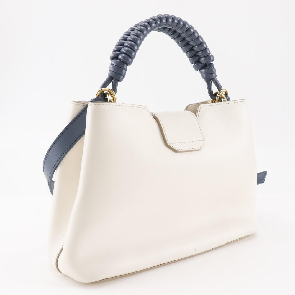 Bally Janelle Handbag JORAH 2WAYShoulder White / Blue Leather Women Used