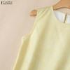 ZANZEA Women Print Casual Round Neck Loose Sleeveless Tank Tops