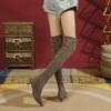 2025 New Suede Knee Boots Do Not Drop the Tube Black Basic Autumn and Winter Socks Boots Elastic High-heeled Boots