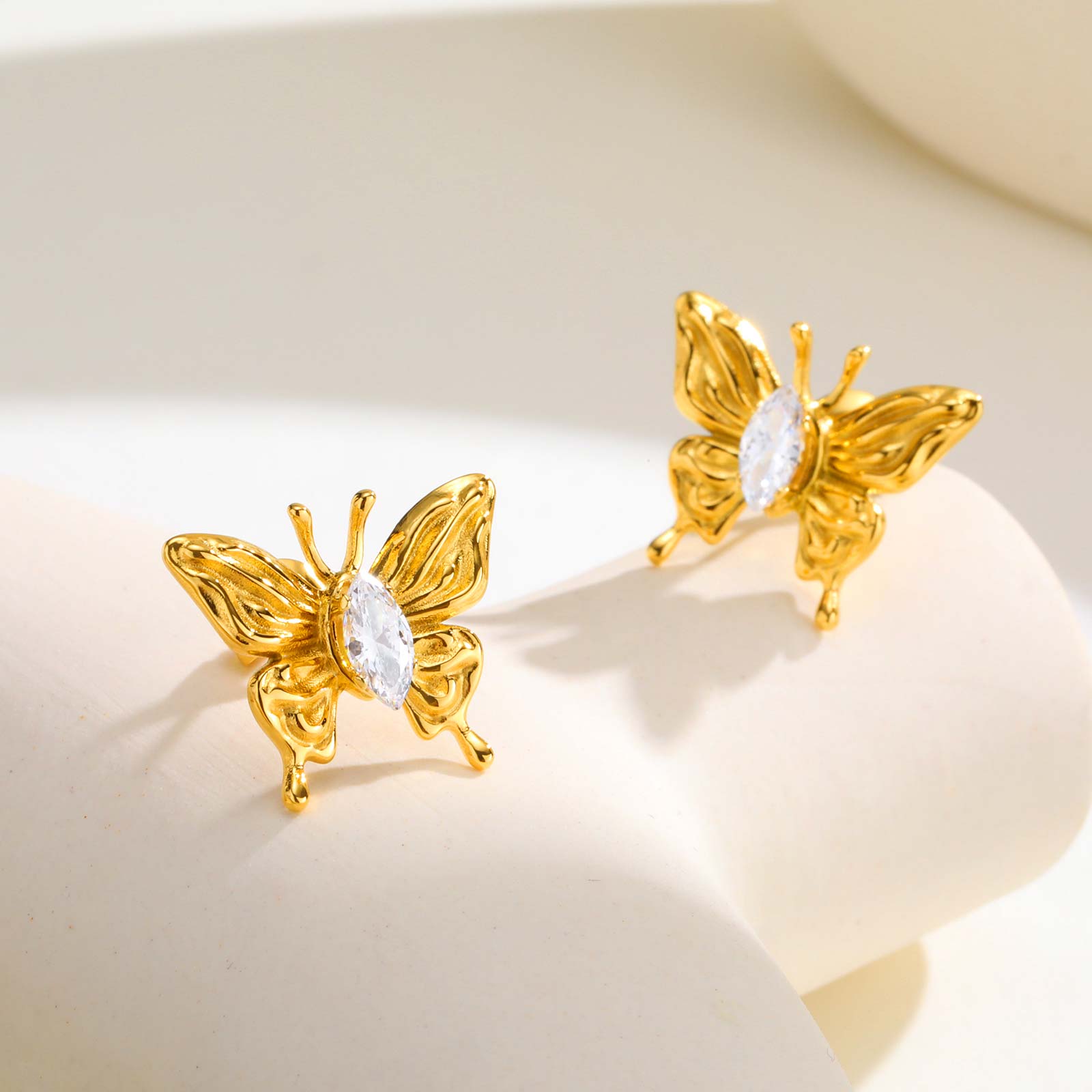 

Luxurious Flower Earrings with Zircon for Women,Stainless Steel Bowknot Butterfly Stud Earrings,Trendy Charm Jewelry Gifts