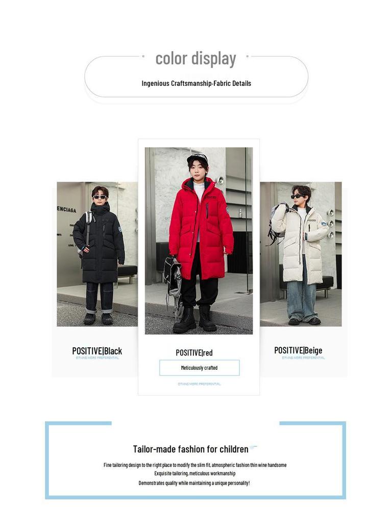 2025 Kids' Thick Winter Over-the-Knee Down Jacket for Boys and Girls