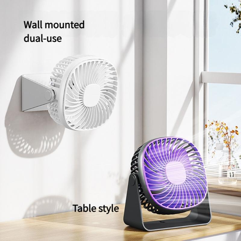 Portable Quiet Wall Mounted Fan Desktop Fan with Built In LED Night Light USB Powered for Home and Travel