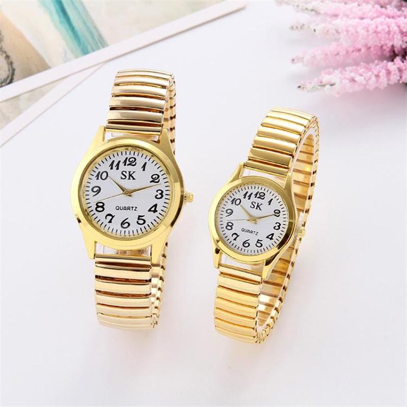 Couple Wrist Watches Stainless Steel Band Quartz Movement Wristwatch
