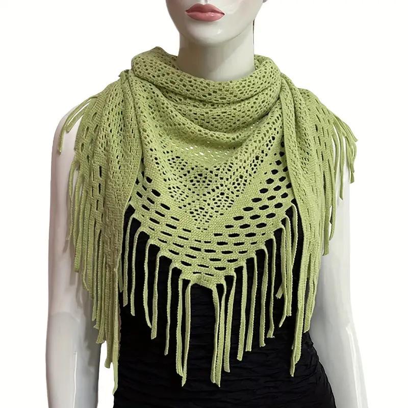 Women's European-Style Tassel Shawl: Summer Sun Protection, Triangle Scarf, Knit Cardigan, Beach Cover-Up