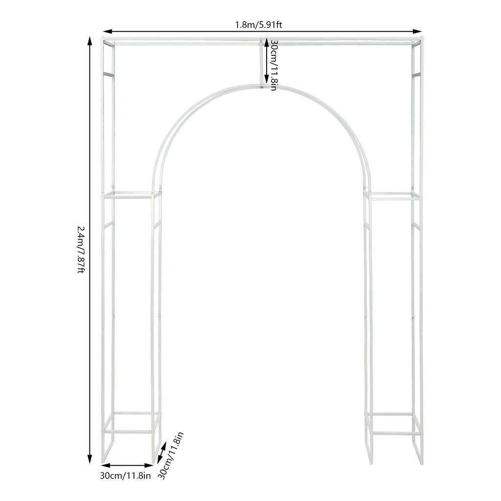 7.87ft Wedding Arch Ceremony Square Metal Balloon Stand Garden Arbor Frame for Birthday Party Background Decorations