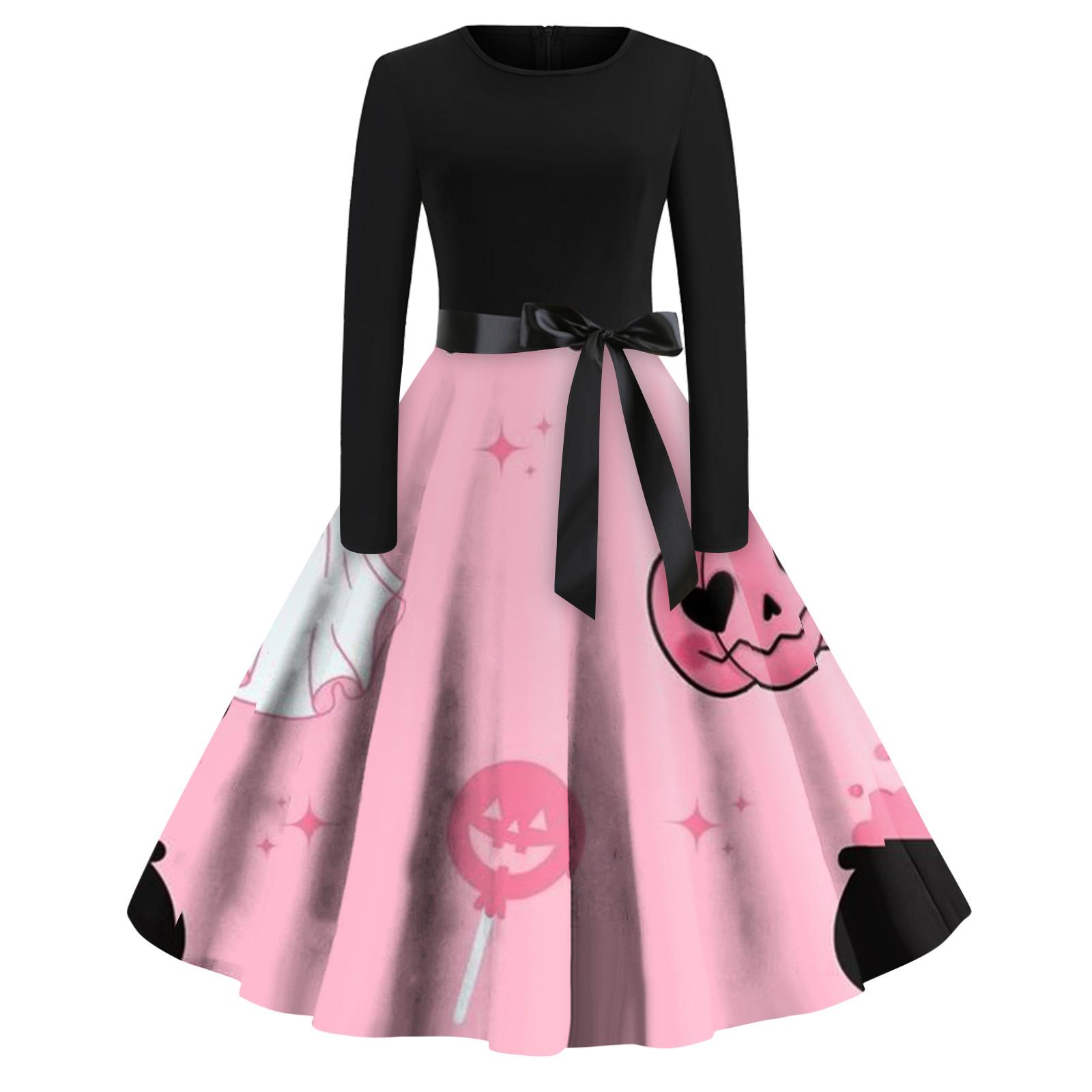 Женское винтажное классическое платье с вырезом на талии и галстуком-бабочкой с длинными — фото 7