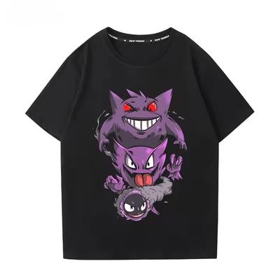 Anime Pokémon Gengar Printed T Shirt Men's and Women's T Shirt Men's Tops Harajuku Y2K T Shirt 2026 Summer New Tee Streetwear