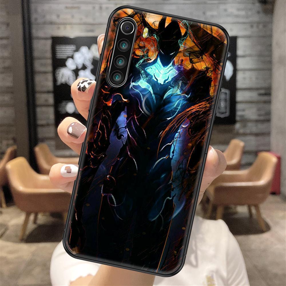 Anime Solo Leveling Telefonkasten für Xiaomi Redmi Note 7 8 9 10 7A 8T 9A 9T 9S 10S Pro schwarz Mode Funda Malerei Cover weich