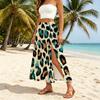 Leopard Print Split Skirt - Elastic Waist Lightweight Women's Summer Skirt for Beach Vacation, European American Style, Versatile Daily Wear