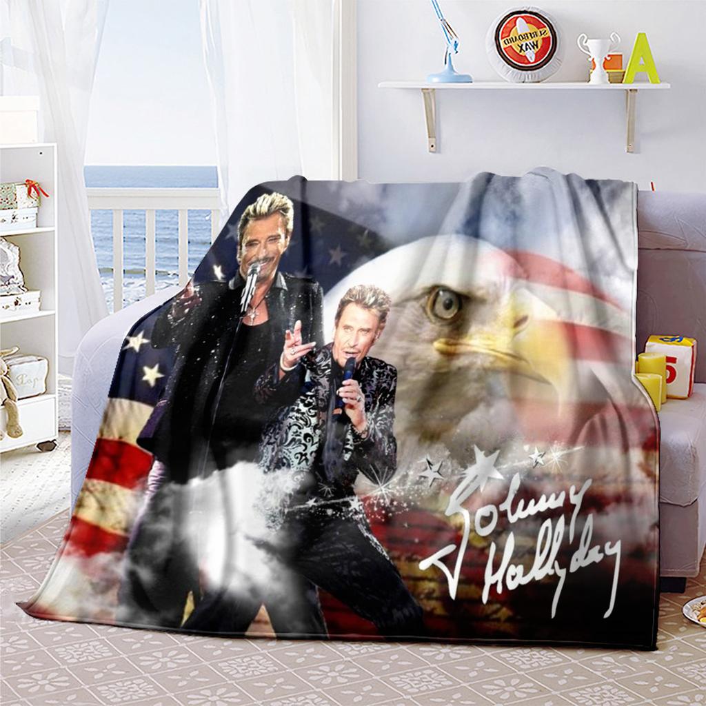 French Legendary Rock Singer and Actor Johnny Hallyday Blanket Soft Home Furnishing Nap Decoration Four Seasons Warm Sherpa Blanket U18