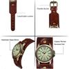 JewelryWe Wristwatch for Men and with a Retro Stylish Leather and Alloy Perfect for Birthdays and Day Brown Antique-Style Women, Unisex, Dial-Style