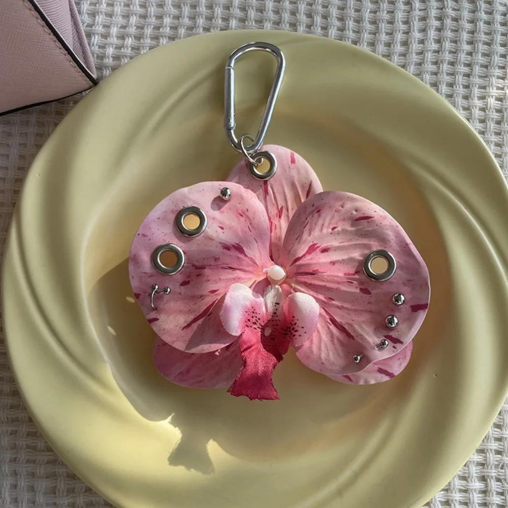 Creative Simulation Flower Orchid Lily Keychain Backpack Decoration Colorful Simulation Flower Keyring Gifts Flower Bag Pendant