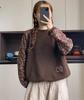 Velvet Floral Patchwork Round Neck Sweatshirt - Retro, Casual & Warm Winter Top for Women