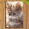 Vintage Cat Metal Wall Art Crown Gem Home Office Cafe Decor Tin Sign