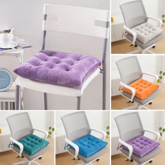 Seat Cushion Crystal Velvet Fabric Thickened High-Elastic Sponge Long Sitting Comfort Cushion Anti-Slip Design Solid Color Chair Cushion