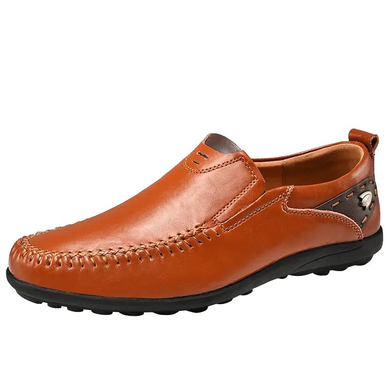 Man Shoes Genuine Leather Men Casual Shoes Brand 2025 Mens Breathable Slip on Black Driving Shoes Plus Size 47 Carving