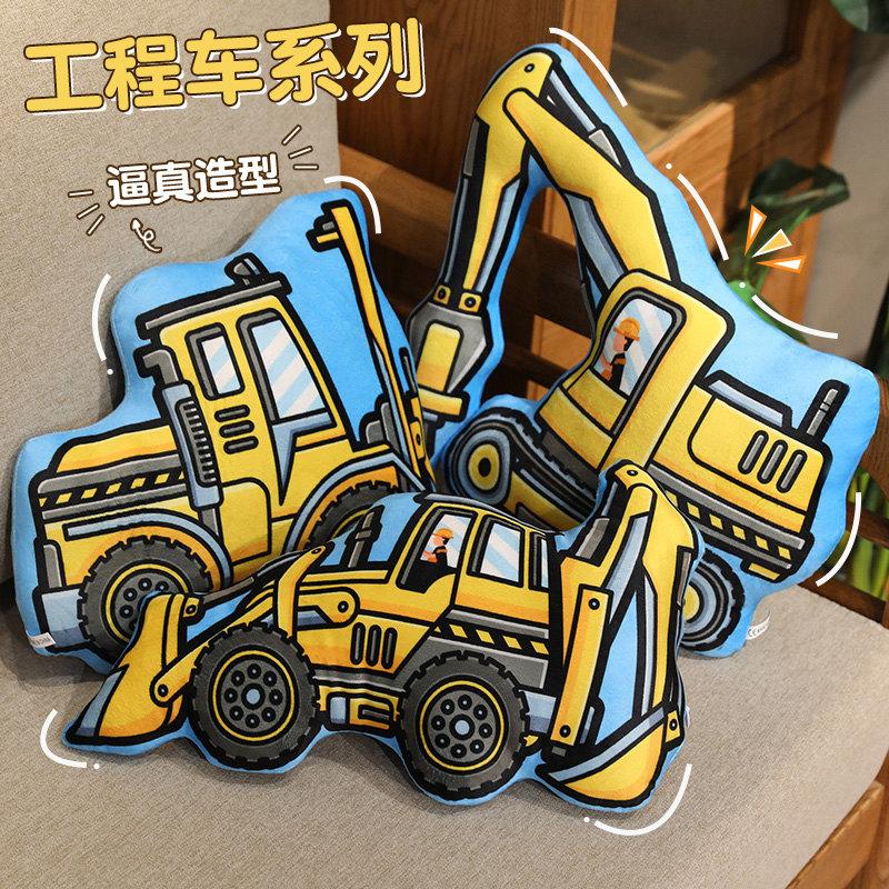 Giocattoli Morbidi Divertenti da Costruzione Cartone Animato Bulldozer Escavatore Camion Bambola di Pezza Morbido Cuscino da Abbraccio Cuscino per Sedia Regalo Bambini Ragazzi Tempo di Gioco
