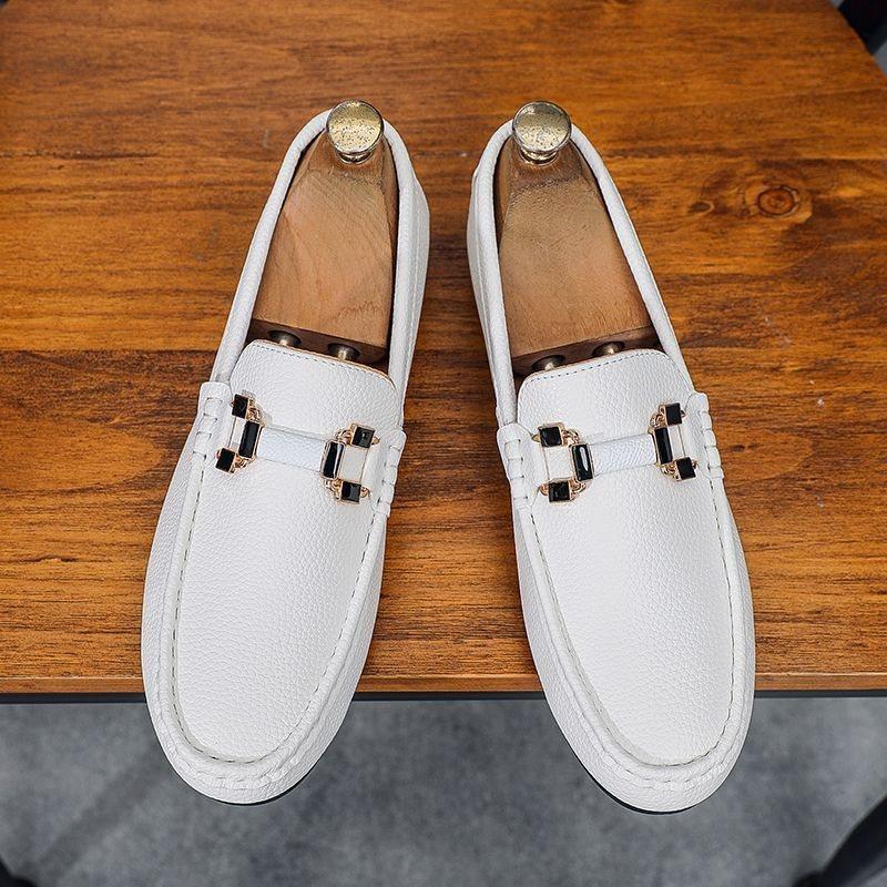 

Мужские летние туфли Doudou, новая модная тенденция в британском стиле, повседневные универсальные мужские туфли на мягкой подошве, ленивые туфли на одном педале 39