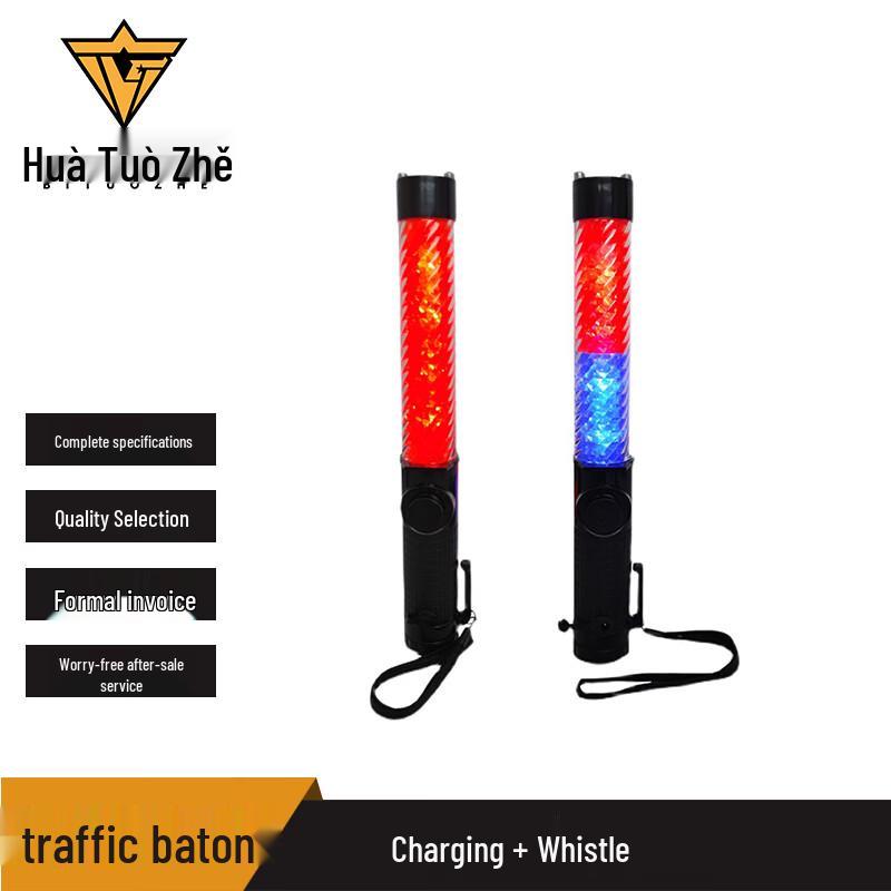 Rechargeable LED Traffic Command Baton with Whistle