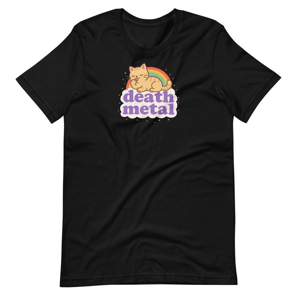 Cute Death Metal Cat Shirt – Funny Rainbow Kitty Graphic Tee – Pastel Goth Aesthetic T-Shirt – Catcore Soft Grunge Shirt
