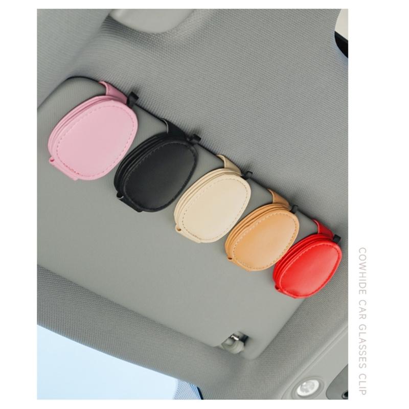 Glasses Holders for Car Sun Visor, Sunglasses Eyeglasses Mount Ticket Card Clip,PU Leather Glasses Holder