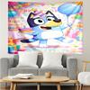Custom Name Bluey Print Tapestry, Backdrop, Easy Setup, Ideal for Bedroom, Office & Living Room, with Aesthetic Wall Hanging Decor.