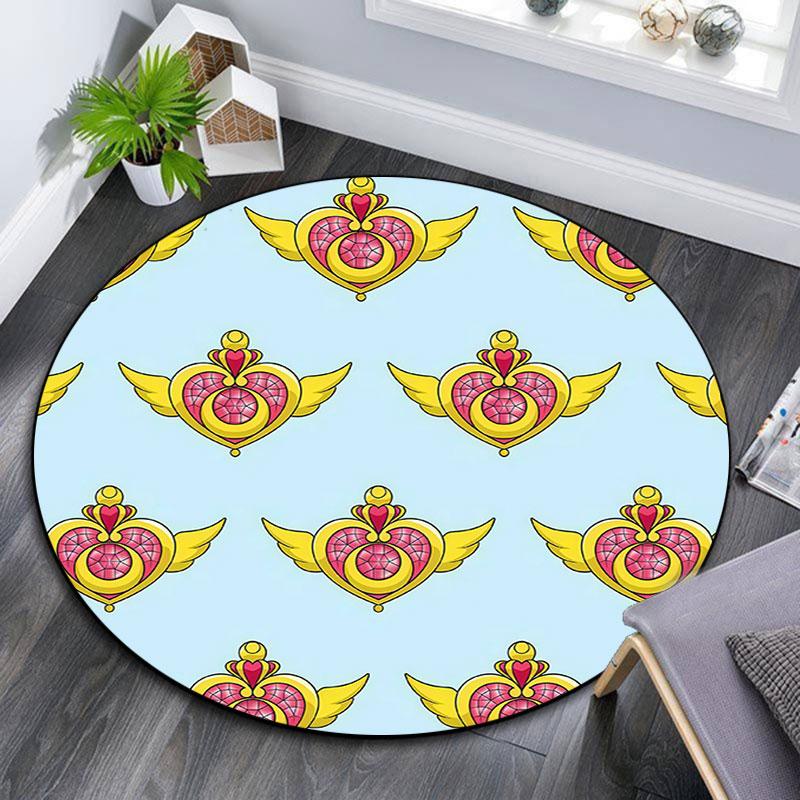 Sailor Moon5,Round Area Rug,Carpet Rug for Living Room Bedroom Sofa Playroom Decor,Non-slip Floor Mat