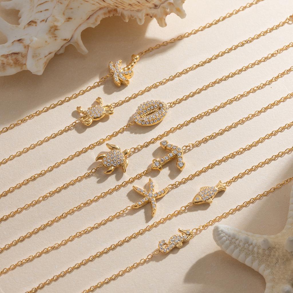 Quiet Chic Animal Resort Style 18K Gold Stainless Steel Zircon Ocean-Style Women's Bracelet Light Luxury High-End Cross-Border