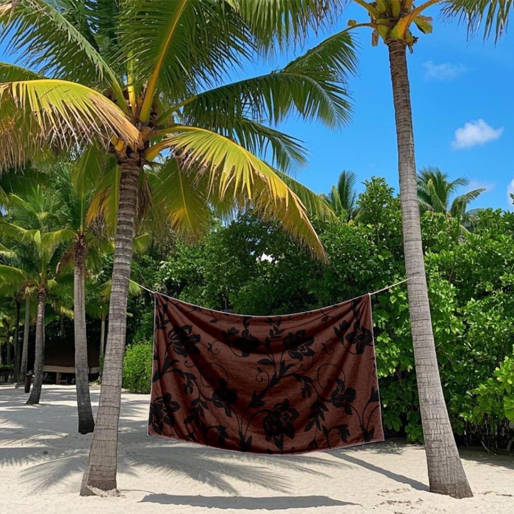 Brown Floral Vine Pattern Quick Drying Bath Towel Microfiber beach towel - light weight swimming camping  yoga beach out