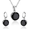 Titanium Steel Round Crystal Rhinestone Necklace And Earrings Set Fashion Jewelry Two Piece