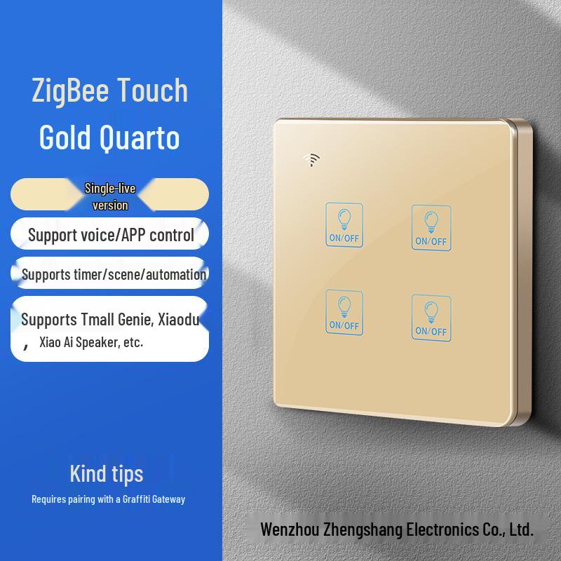 Zhengshang C4 ZigBee Graffiti Smart Switch, EU Standard, Voice-Activated, Compatible with Alexa & Google.