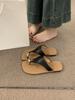 Korean designer set of toe flat-bottomed slippers for women's summer wear is not tiring, casual toe flip-flops, beach sandals