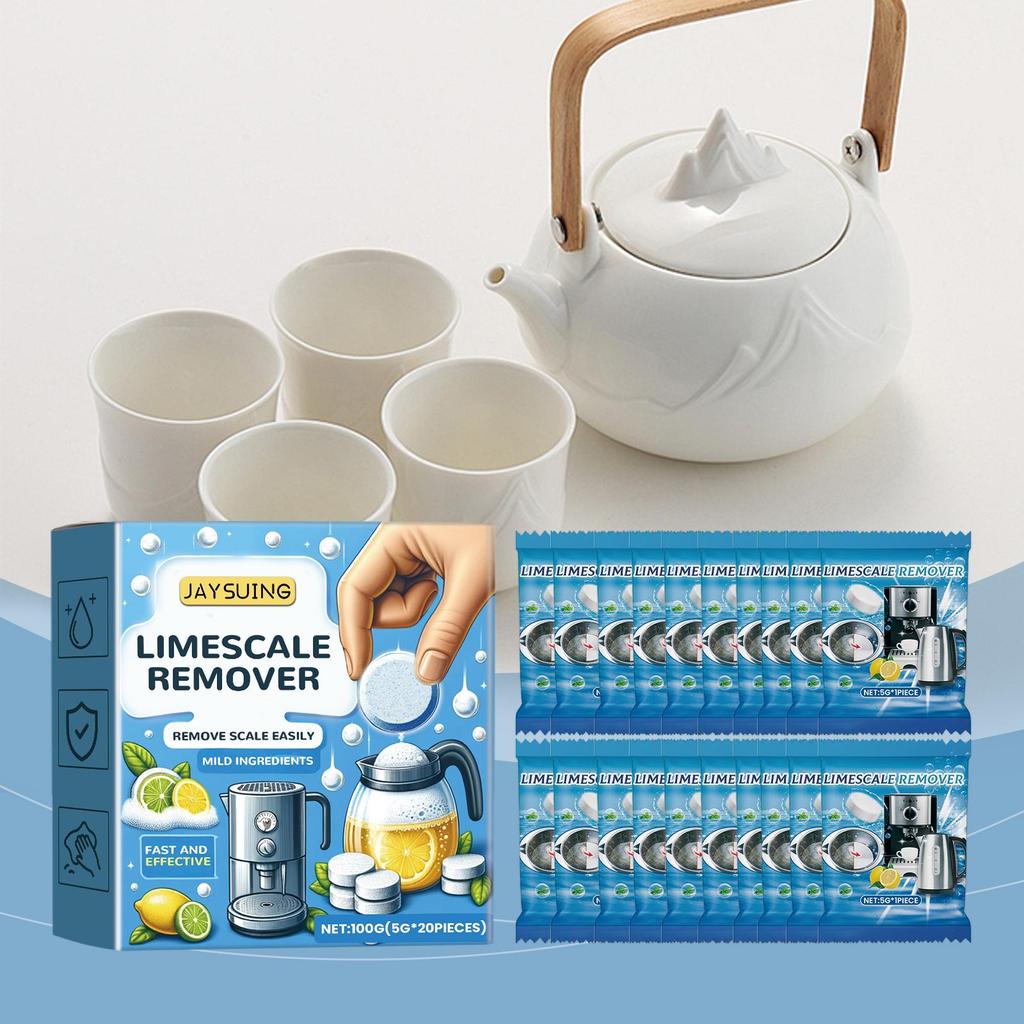 20pcs Multi-purpose descaling effervescent tablets Limescale cleaning effervescent tablets electric kettle limescale clean descaling tablets