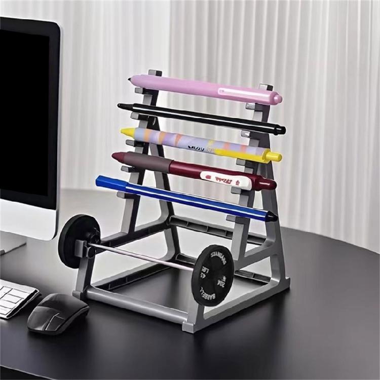 Barbell Themed Pen Display Stand Paint Brush Holder Desk Pen Organizers Rack for Office Desktop Storage and Organization