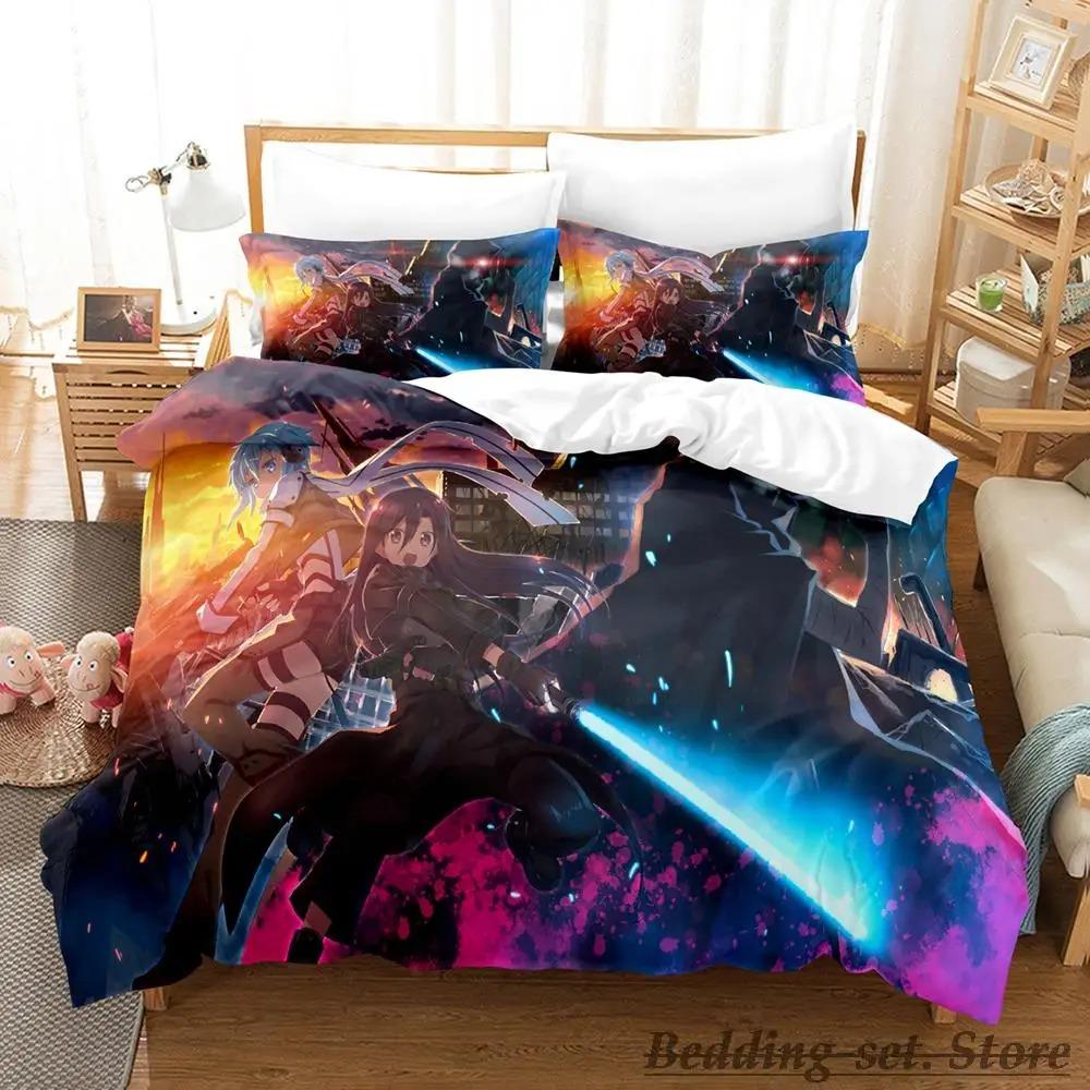 Neu Schwert Art Online II Bettwäsche Set Cartoon Anime drei-stück set Erwachsenen Kind Schlafzimmer Bettbezug Sets 3D Kawaii roupas de cama