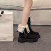 Thick-soled Shoes, Height-increasing Boots, Women's Fleece Warm Boots, Versatile and Retro Ankle Boots