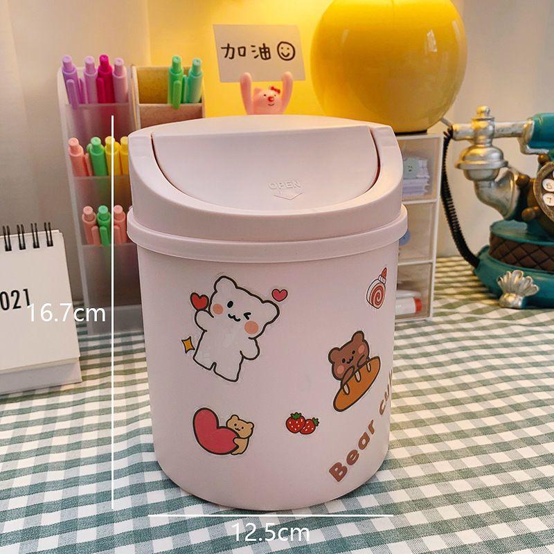Desktop Trash Can Cute Internet Celebrity Mini Girl Ins with Lid Small Office Home Simple Nordic Storage Box