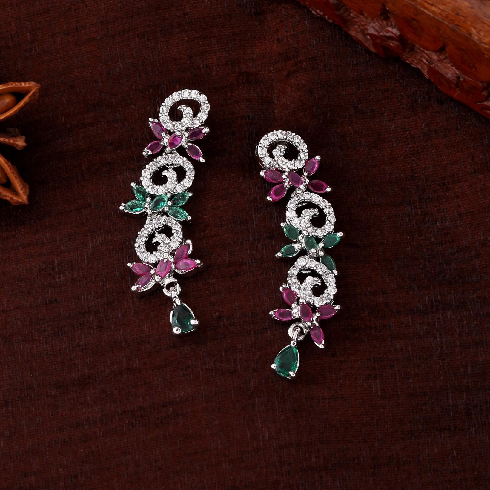 

Дизайнерские серьги Estele с родиевым покрытием CZ Dazzling Twirl для женщин