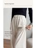 Aixuan White Wool Acetate Wide-Leg Pants: 2025 Autumn/Winter Women's Casual Draped Trousers