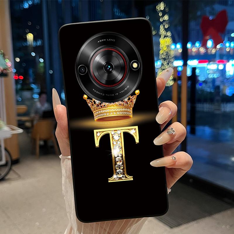 Shockproof Soft Phone Case For ZTE Blade A75 5G/ Nubia Focus 5G Bright Color and Attractive Crown Letter Pattern Casing