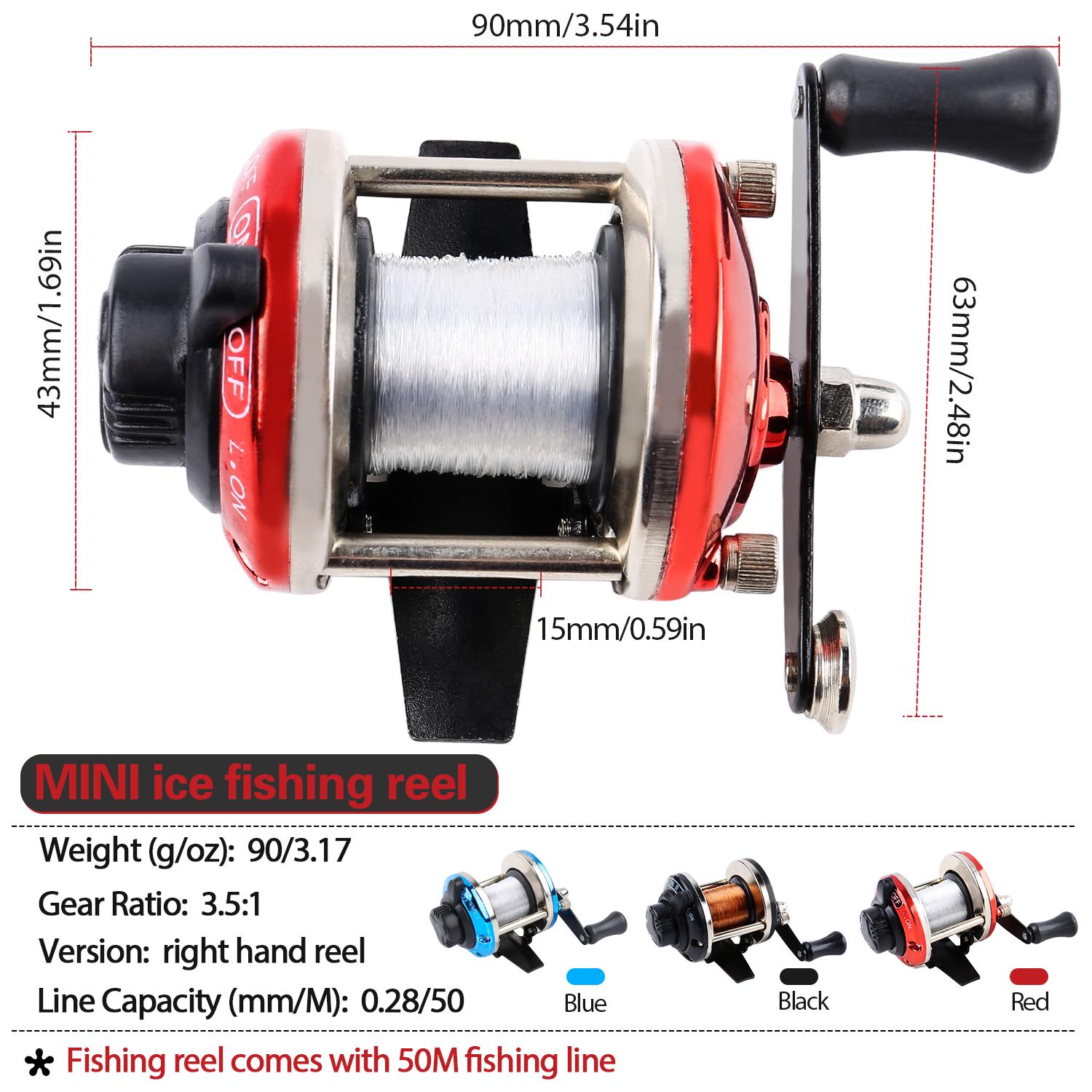 

Катушки для зимней рыбалки слева и справа Цельнометаллическая бывшая рыболовная катушка для рафтинга Ледяная катушка Аксессуар для рыболовных снастей Red