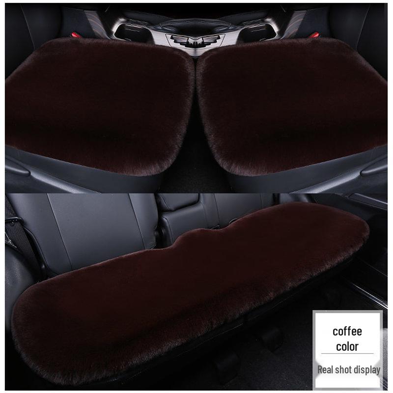Winter Rabbit Plush Car Seat Cushion Set - 3-Piece No-Back Design for Single Seats