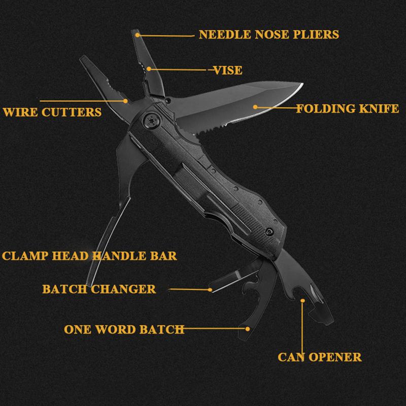 Folding Multitool Traveler MS009G / 9 Tools / Hiking / Fishing / Cycling / Case