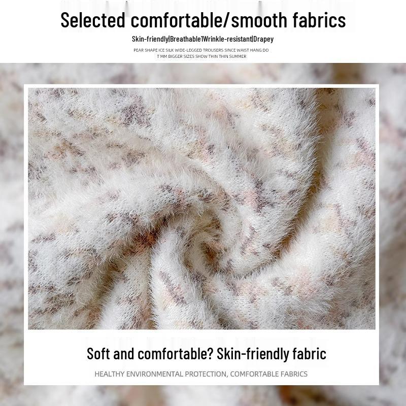 Petite Houndstooth Wide-Leg Pants: Women's Autumn Winter High-Waist Slimming Plaid Knit In Mink, Size XS.