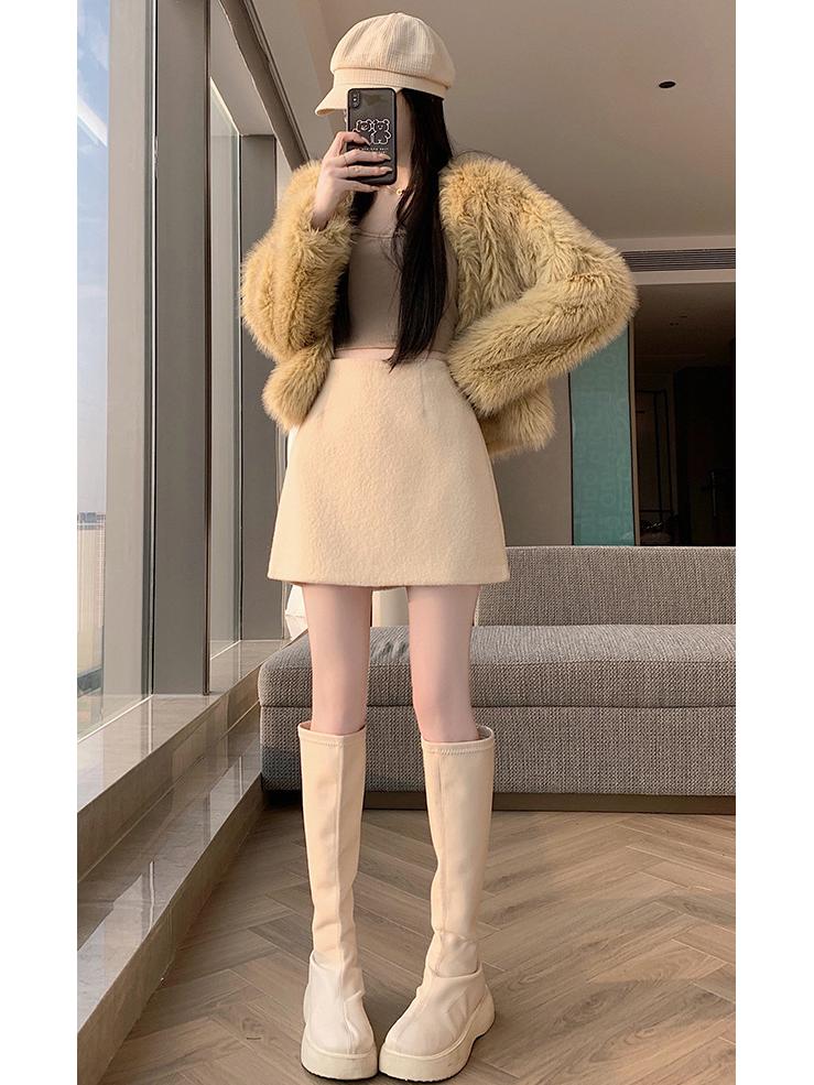 2025 New Autumn/Winter Velvet-Lined Wool Skirt: Thick, Warm, and Fashionable Hip-Wrap Design