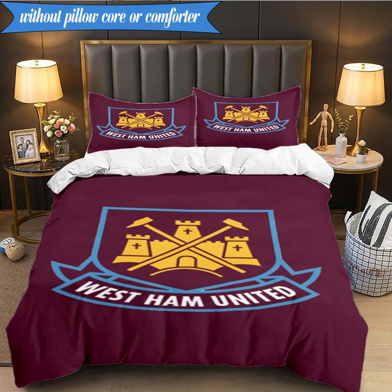 Football Club Emblem 3pcs K-pop music group Bedding set,Ideal for Bedroom, Dormitory,Including Duvet Cover And 2pcs Pillowcases,Fan gifts